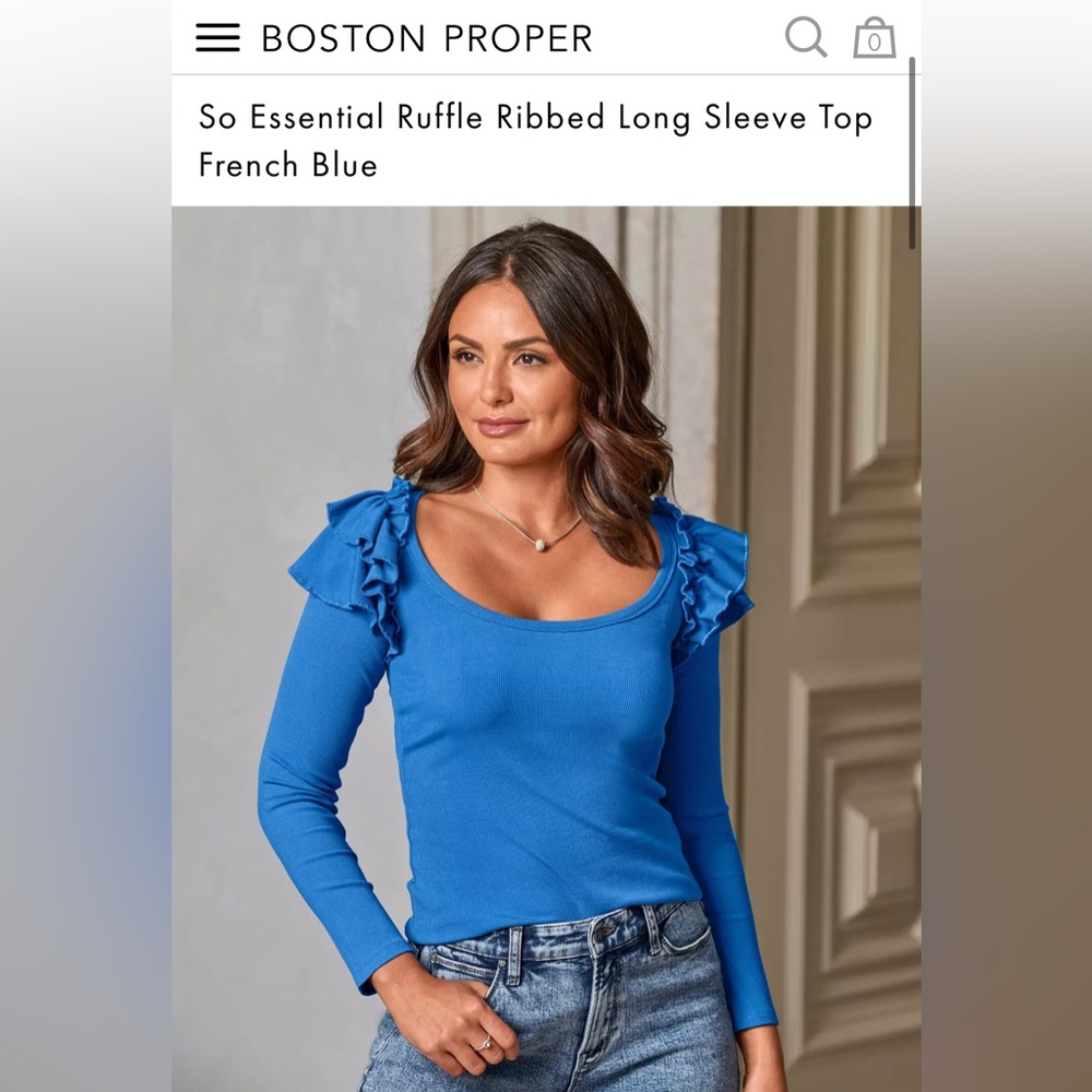Boston Proper So Essential ruffle rib knit top